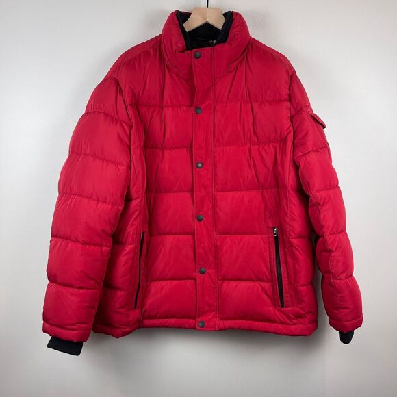 Calvin Klein Puffer Jacket Men's XL Red Alternative Down Full Zip Outdoor Winter - Picture 1 of 12